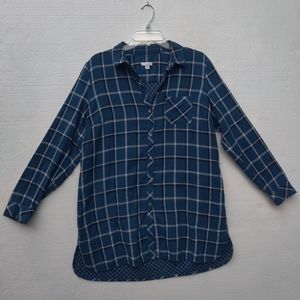 j.jill Flannel Plaid Button Down Shirt, Lightweight Women's Size M 100% Cotton.